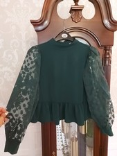 ZARA TOP PEPLO VERDE MEDIO