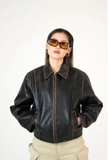 Bomber Jacket in pelle marrone