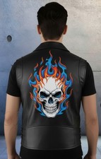 Gilet Moto Uomo Teschio Fiamme