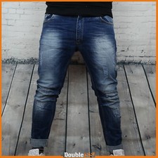 Pantaloni Jeans da Uomo Eleganti Cotone a Cavallo Basso vita Bassa Strappati 46