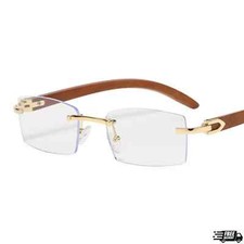 Vintage Rimless Wood Gold