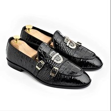 Scarpe monaco coccodrillo nero