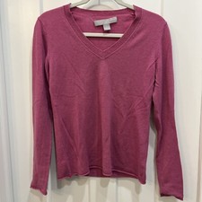 SOPHIA MILANO 100% Cashmere Raspberry Purple V-Neck Sweater Women’s Size Small