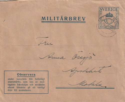 Svezia posta militare busta - svezia:, militare,