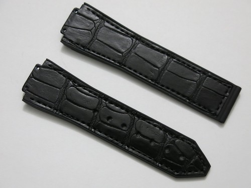 Hublot black alligator strap - black,