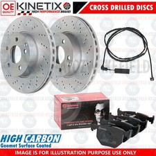 PER BMW 330Cd E46 DISCHI FRENO POSTERIORI FORATI A CROCE PASTIGLIE BREMBO SENSORE FILO 320mm