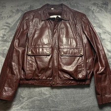 Giacca vintage Wilsons scamosciata e pelle uomo 44 marrone foderata in pile zip intera