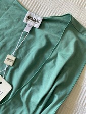 Armani Collezioni abito camicetta blusa drappeggiata verde senza maniche taglia 12 nuovo con etichetta