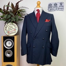 Giacca blazer militare doppiopetto bottoni blu navy Gieves & Hawkes (40R) BESPOKE