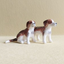 2 x statuina cane Beagle in ceramica miniatura, piccola decorazione casa, statua cucciolo, regalo