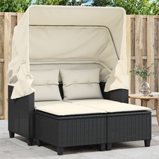Garden Sofa Black PE Rattan