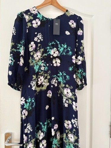Abito midi floreale blu navy