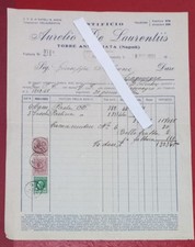 FATTURA PASTIFICIO AURELIO DE LAURENTIIS TORRE ANNUNZIATA (NAPOLI) 1931 BOLLO