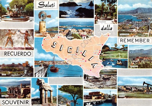 Cartolina sicilia vedute varie - sicilia,