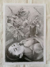 Disegno a matita originale quadro su carta FIGURA DI DONNA moderno arredo casa 