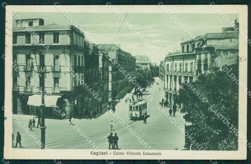 Cagliari città tram cartolina - cagliari,