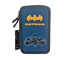 Astuccio Scuola 3 Zip Batman 3D Portapenne Matite Pastelli Multiscomparto Nuovo