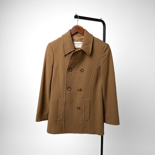 Max beige lana corto trench - lana,