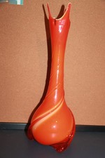 Vetreria Artiglana Samminiatello Vase Feat. Vibrant Orange Color & Swung Rim