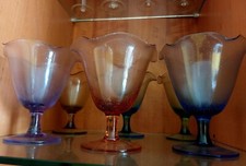 VASSOIO + 6 COPPE GELATO VETRO MURANO ORIGINALE NUOVO LAVORAZIONE A MANO