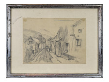 Giuseppe Calvi ( Oreglia 1895 - 1983 ) QUADRO DIPINTO Disegno Matita Paesaggio