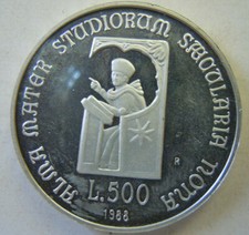 Italia 500 Lire, BOLOGNA HALMA MATER UNIVERSITY 1988 ex cartella UNC FDC PROOF