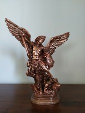 STATUA DI SAN MICHELE ARCANGELO CM 36 IN POLVERE DI MARMO LAMINATO BRONZO