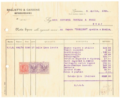 Fattura genova baglietto - fattura,