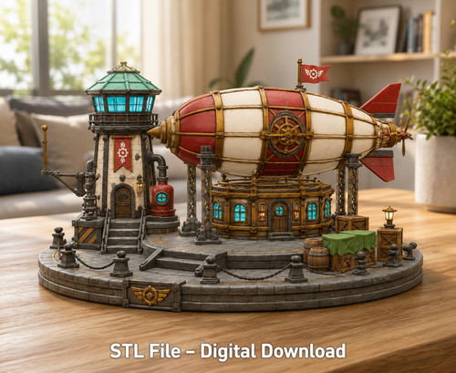 Steampunk stazione dirigibile - steampunk,
