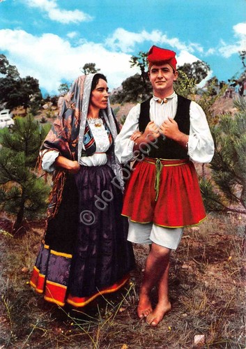 Cartolina cabras costumi sardi - costumi,