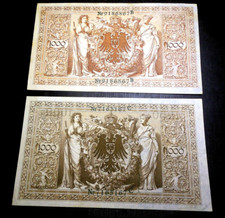 9 BANCONOTE, 2/1000 MARCHI RAISH +4+ 2 KORONE AUSTRO UNGARICHE BOLLO ROSSO+