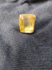 Anello Quarzo Citrino Cocktail Anni 60 Oro E Quarzo Citrino