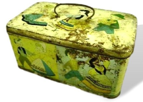 Scatola latta con - scatola, manico
