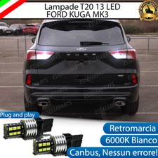 COPPIA LAMPADE RETROMARCIA 15 LED T20 CANBUS FORD KUGA MK3 6000K NO AVARIA LUCI