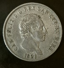 5 Lire 1829 Carlo Felice, Genova Regno Di Sardegna, A Mio Parere Bb_spl /qspl