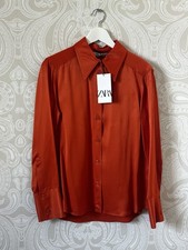 Camicia Zara arancione in raso
