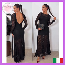 VESTITO DONNA da cerimonia elegante lungo matrimonio eventi sexy abito da sera