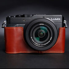 Borsa mezza cover per fotocamera in vera pelle fatta a mano per Panasonic LX100