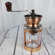 Macinacaffè in metallo finitura rame con cilindro acrilico trasparente barattolo 7" espresso