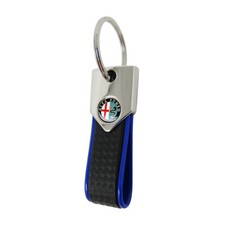 Portachiavi Elite Alfisti, Carbon Blu con Logo Alfa Romeo Old Anni 80