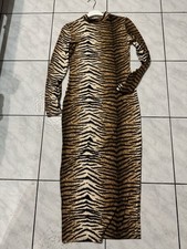 Abito Lungo Donna Leopardato A Maniche Lunghe