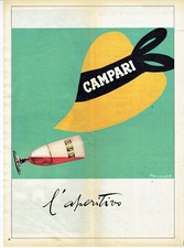 Cappello Giallo CAMPARI Soda PUBBLICITA ORIGINALE Franz Marangolo ANNI '60