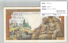 BILLETTO FRANCIA - 1000 Franchi - 25/2/1943 - Fayette 40(20) - N°012