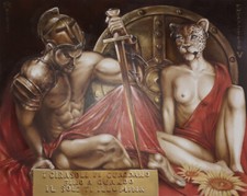 "GUERRIERO E LEOPARDA" - olio e acrilico su tela 100x80cm - 2017 pezzo unico
