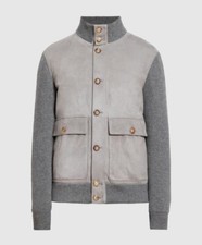 Giacca grigia in camoscio e