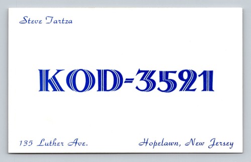 Qsl qso kod 3591 hopelawn - qsl/qso,