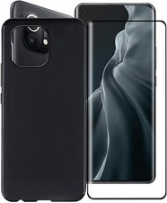 COVER per Xiaomi Mi 11 LITE NERO OPACO CUSTODIA TPU + PELLICOLA VETRO TEMPERATO