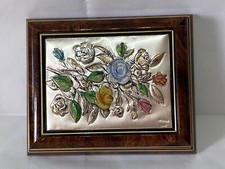 COFANETTO PORTA GIOIE ARTIGIANALE FIORI. VINTAGE LEGNO/ ARGENTO 925 TIEMME.