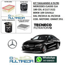 KIT TAGLIANDO 4 FILTRI MERCEDES CLA 180 CDI D 1.5 DIESEL 80KW 109 CV CAVALLI