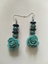 Orecchini Bijoux Interamente Artigianali Pendenti In Legno E Materiale Plastico 